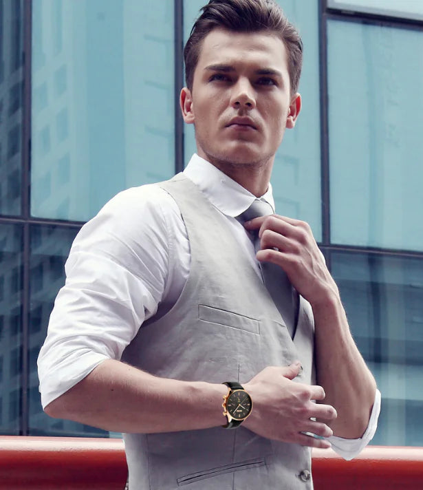 Waterproof Quartz Watch, Luxury Men's Three-Eye Watch