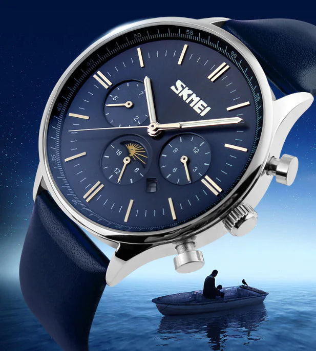 Waterproof Quartz Watch, Luxury Men's Three-Eye Watch