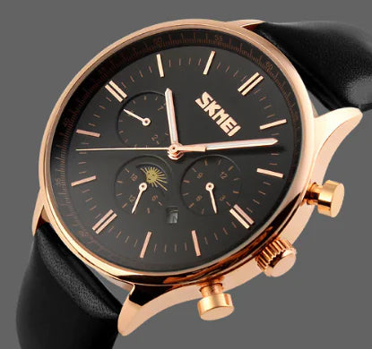 Waterproof Quartz Watch, Luxury Men's Three-Eye Watch